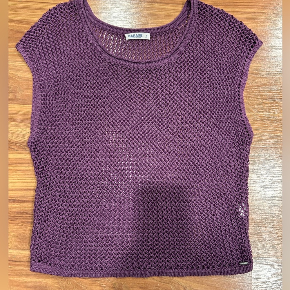 Garage Crochet Knit V-Neck Sweater Vest Women’s Size S/M